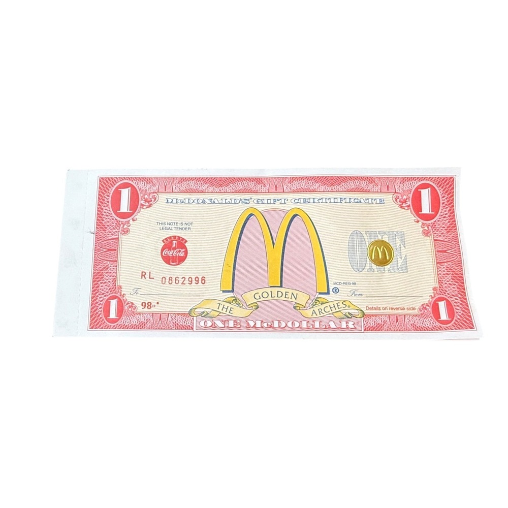 Vintage 1998 McDonalds One McDollar Gift Certificate Booklet 5 Count Unused